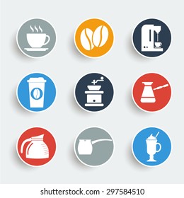 Coffee Icons. Flat design style eps 10