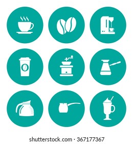Coffee Icons. Flat design style eps 10