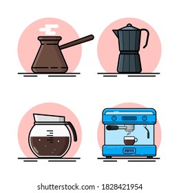 Coffee icons, flat design. Vector illustration.