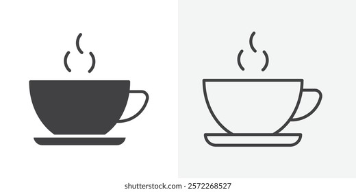 Coffee icons. flat and line style set