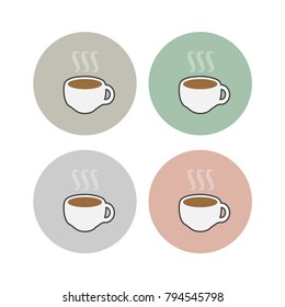 Coffee icons, flat, Simple Design, vector. Illustration.