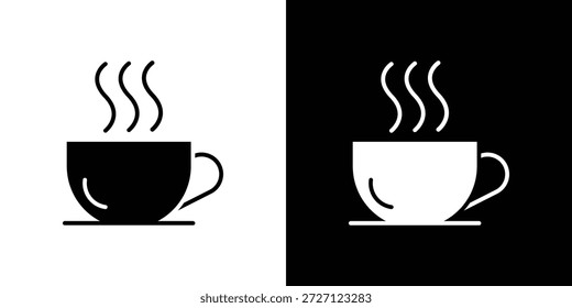 Concepto de Vector plano de iconos de café. Ilustraciones en blanco y negro