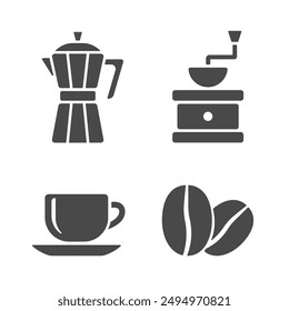 Iconos de café. Ilustración vectorial plana. Fondo blanco. 