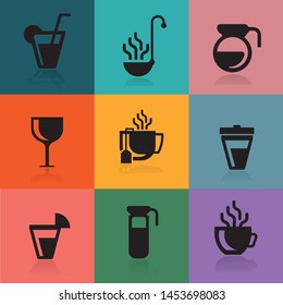 Coffee icons Iced,hot, long,coffee to go  coffee thermos