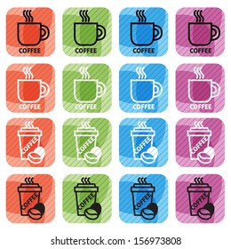Coffee icons or coffee label vector set