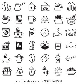 Coffee Icons. Line With Fill Design. Vector Illustration.