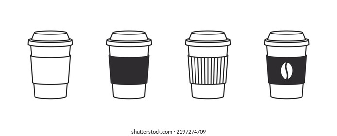 Coffee icons. Linear coffee cup icons. Various cups of coffee. Vector illustration svg