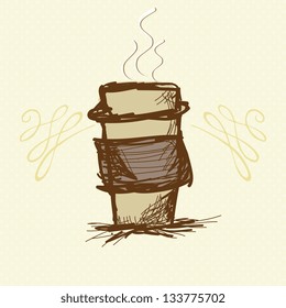 Coffee Icons on beige background. Vector illustration
