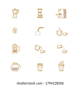 Coffee icons on a white background