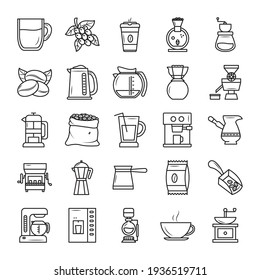 coffee icons on white background