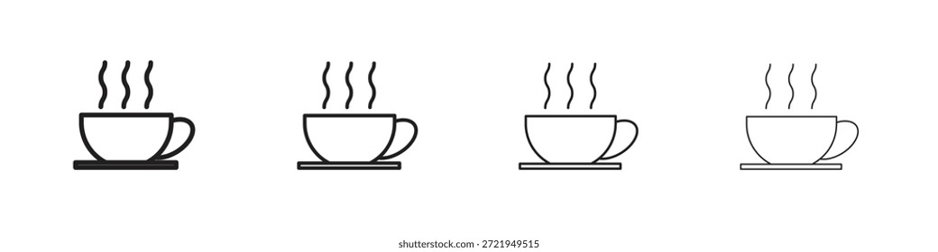 Kaffeesymbole umreißen schwarzes Vektordesign. Linie mit editierbarem Strich.