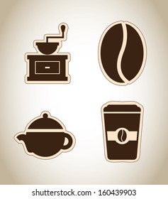 coffee icons over  beige  background vector illustration 