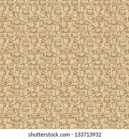 Coffee icons seamless pattern