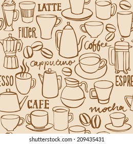 Coffee icons seamless pattern