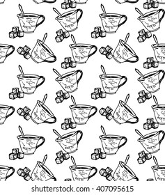 Coffee icons seamless pattern