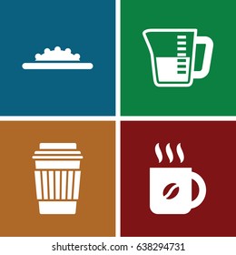 Coffee icons set. set of 4 coffee filled icons such as coffee, drink, camera wheel