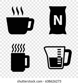 Coffee icons set. set of 4 coffee filled icons such as bag with ground, decanted, mug