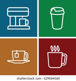 Coffee icons set. set of 4 coffee outline icons such as mug, drink, tea