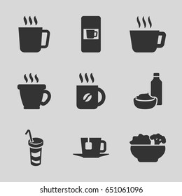 Coffee icons set. set of 9 coffee filled icons such as mug, vending machine, coffee, drink and food, drink, tea