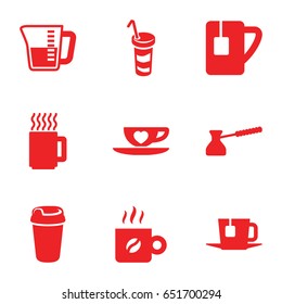 Coffee icons set. set of 9 coffee filled icons such as drink, cup with heart, tea cup, tea, coffee, decanted, turk