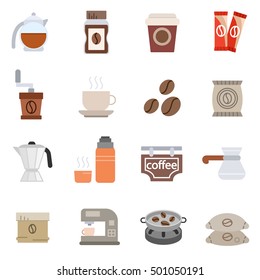 coffee, icons set. coffee beverage, isolated vector illustration