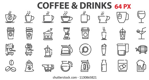 coffee icons set. Big pack