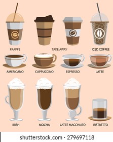 Coffee icons set. Buttons for web and apps. Vector illustration.