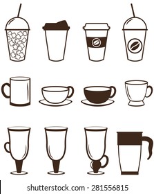 Coffee icons set. Buttons for web and apps. Vector illustration in linear style.