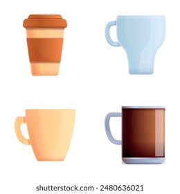 Coffee icons set cartoon vector. Various cup of coffee. Morning drink