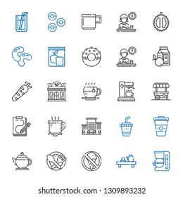 coffee icons set. Collection of coffee with coffee maker, tea, no food, food, teapot, drink, office, cup, sketch, food stand, restaurant. Editable and scalable icons.