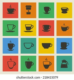 Coffee icons set. Cups for coffee and tea. Icons for your design.