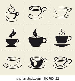 Coffee icons set, also as emblem, such a logo