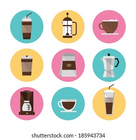 Coffee icons set. flat design element. vector