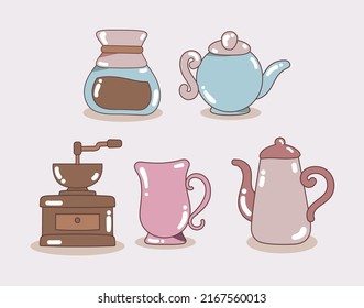 coffee icons set flat design