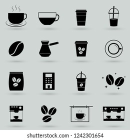 Coffee Icons set with Gray Background