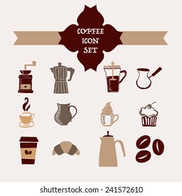 Coffee icons set hand-drawing sketch style collection 