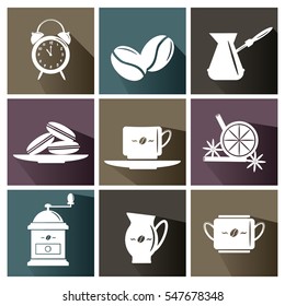 Coffee icons set. Ideal for coffee shop, coffee house, cafeteria.