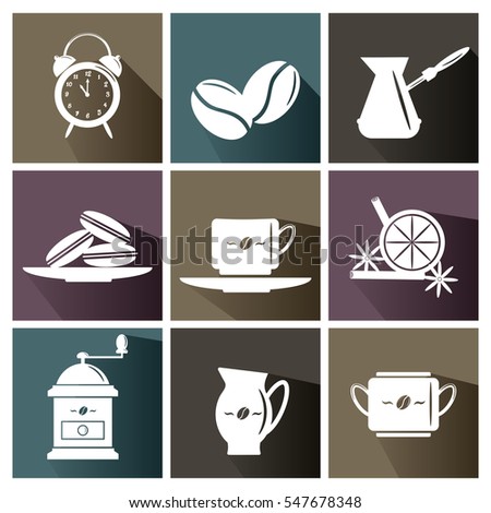 Coffee icons set. Ideal for coffee shop, coffee house, cafeteria.
