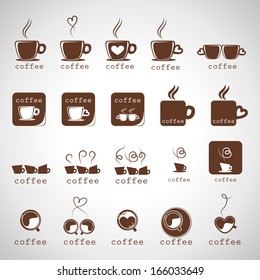Coffee Icons Set - Isolated On Gray Background - Vector Illustration, Graphic Design Editable For Your Design.