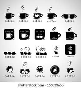 Coffee Icons Set - Isolated On Gray Background - Vector Illustration, Graphic Design Editable For Your Design.