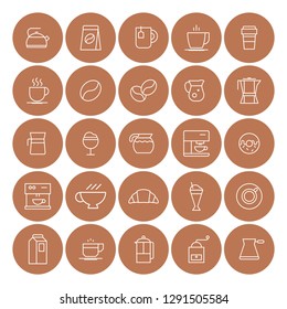 Coffee icons set, modern cafe concept. Simple line style.