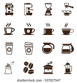 Coffee icons set. mono symbol vector