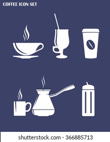 coffee icons set om dark blue background for web or mobile application vector illustration  