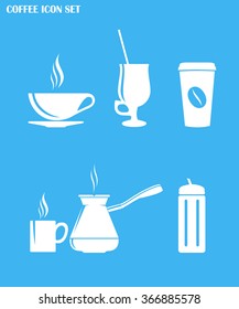 coffee icons set on sky blue background for web or mobile application vector illustration  