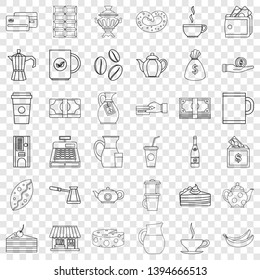 Coffee icons set. Outline style of 36 coffee vector icons for web for any design