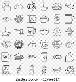 Coffee icons set. Outline style of 36 coffee vector icons for web for any design