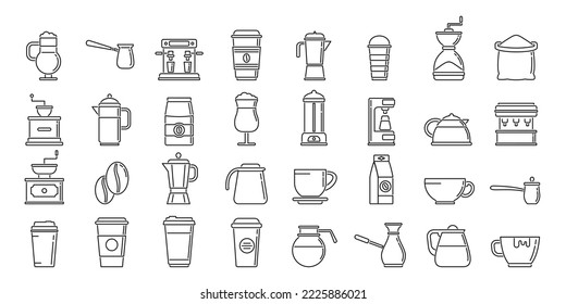 Coffee icons set outline vector. Cafe cup. Restaurant takeaway coffee