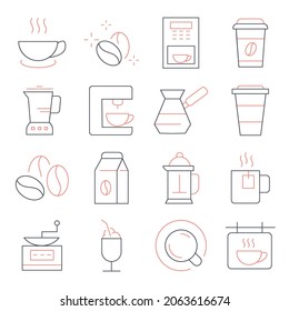 Coffee icons set. Coffee  pack symbol vector elements for infographic web