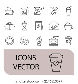 coffee icons set . coffee pack symbol vector elements for infographic web