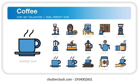 Coffee Icons Set. UI Pixel Perfect Well-crafted Vector Thin Line Icons. The illustrations are a vector.